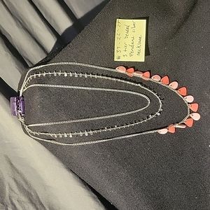 22"-24" 3 tier silver pendant beaded necklace